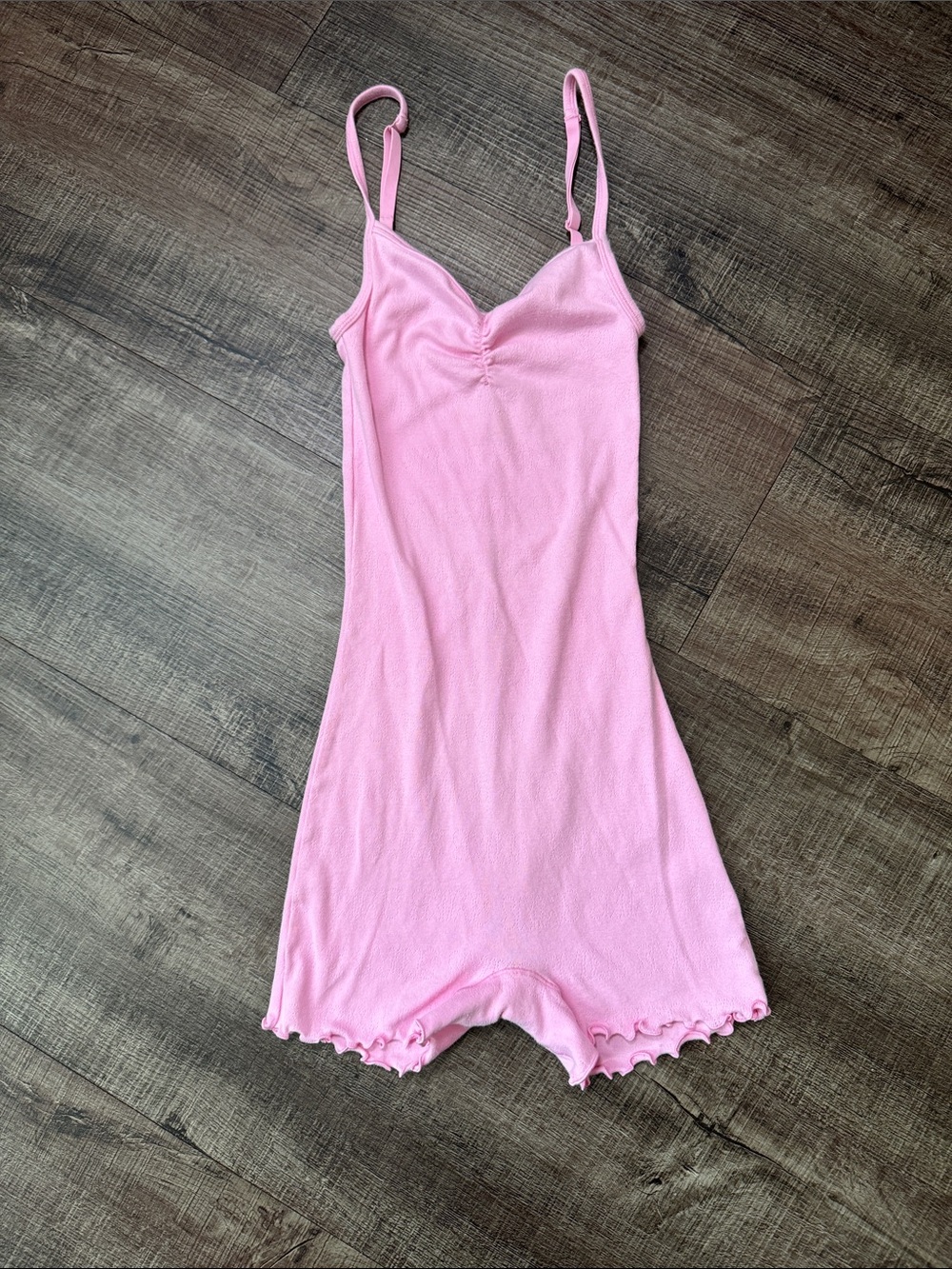 SKIMS Pink Ribbed Fits everybody Onesie romper